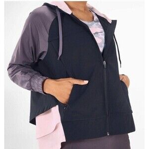 Fabletics Womens Jacket Karen Vented Hooded Zip Up Jacket Size Small Bla…